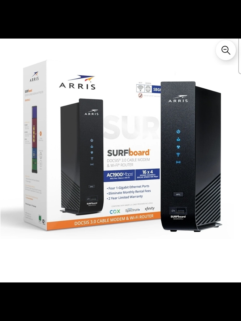 ARRIS Surfboard Cable Modem Dual-Band Wi-Fi Router DOCSIS 3.0, AC1900 (16x4) Up